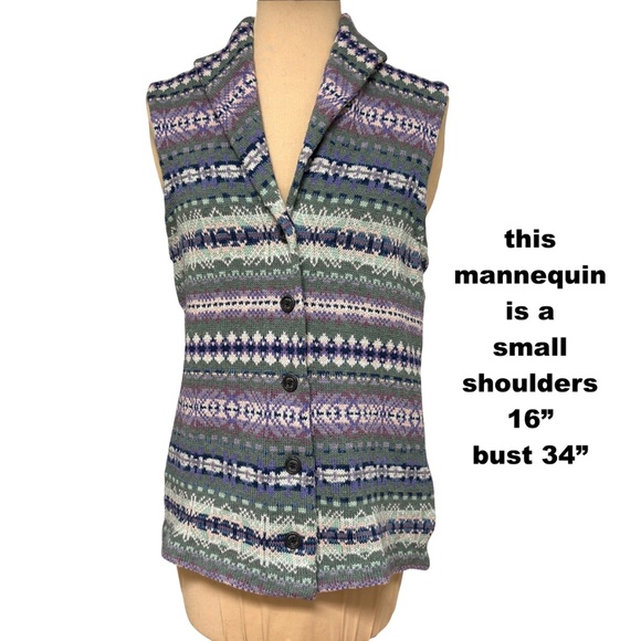 vest CHAPS southwestern cotton shawl collar button up classic vintage western - Picture 3 of 11